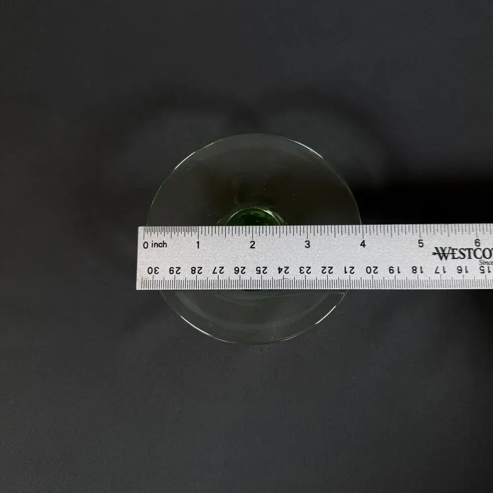 Vintage Green Depression Vaseline Uranium Glass Candle Holder 2